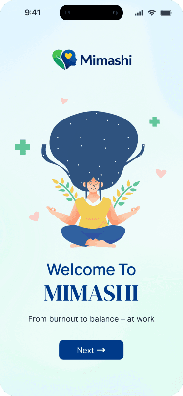 Mimashi app onboarding screen